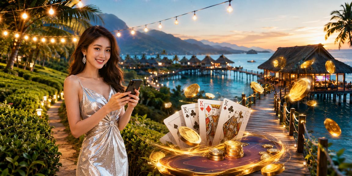 Pemain kad Malaysia menikmati permainan Teen Patti gaya Langkawi dengan suasana pelancongan